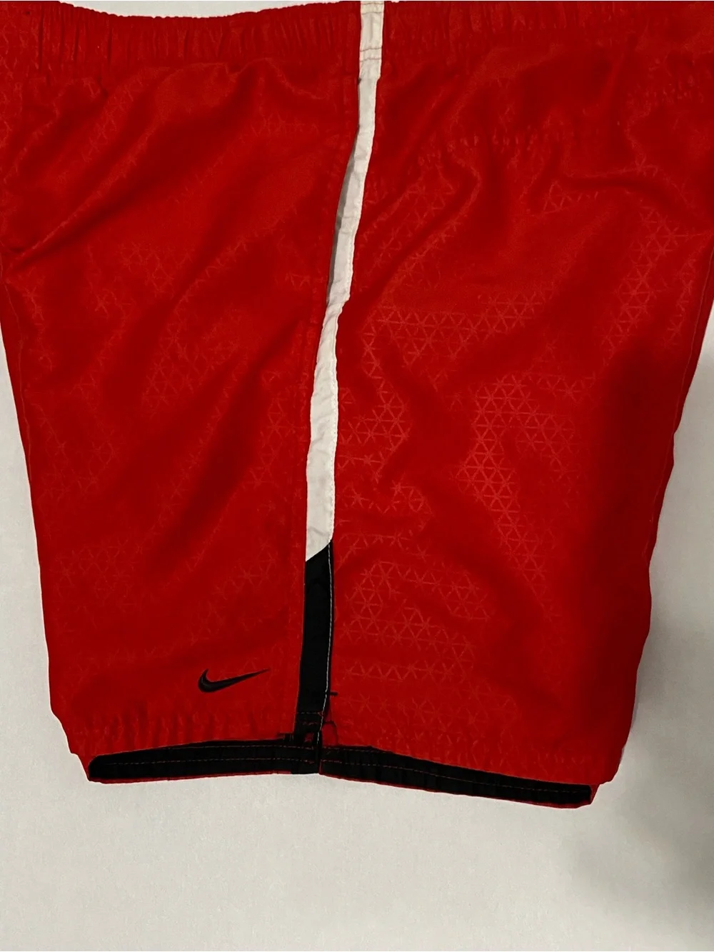 Nike Mens Shorts Red  with White Stripe and Black Trim / NiKe Mens Swimwear